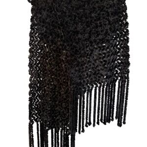Black Fringe open Knit Scarf very soft long fringe can be worn as scarf or wrap